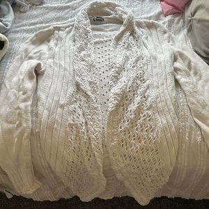 Eddie Bauer White Knit Cardigan
